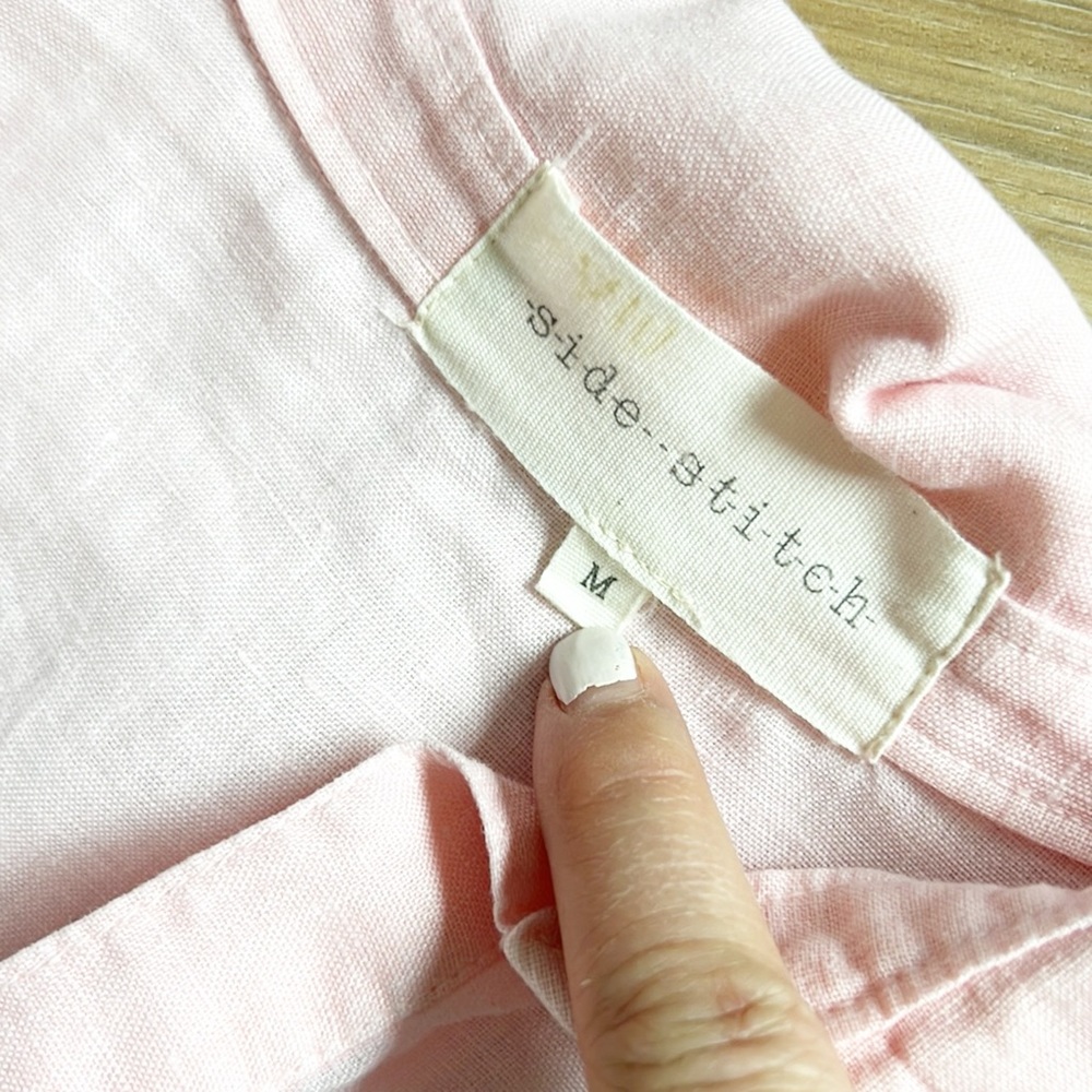 Side Stitch 10”% Linen Blouse - Picture 4 of 13